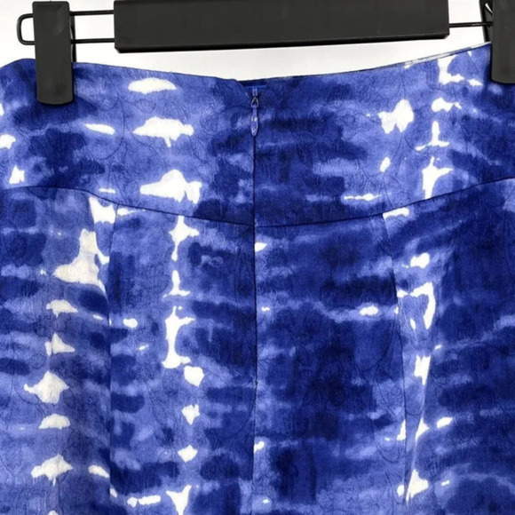 Anthropologie Eva Franco Pencil Skirt 10 Blue Tie Dye Pleated Front Casual Boho - Picture 3 of 9